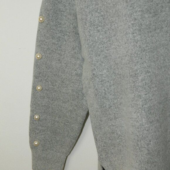 Zara Knits Sweater Grey  Pearls Sleeves Tunic Length Jumper‎ - Picture 4 of 12